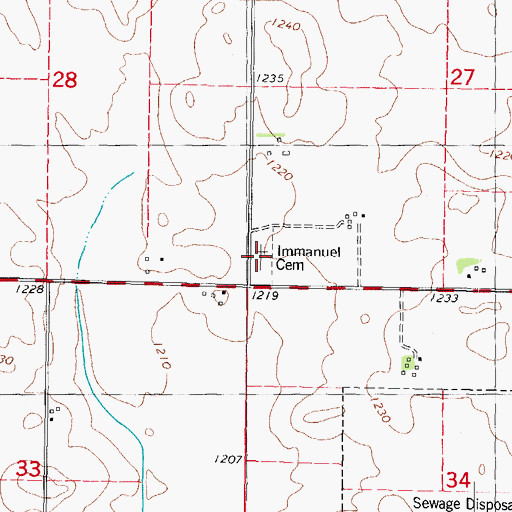 Topographic Map of Immanuel Cemetery, IA