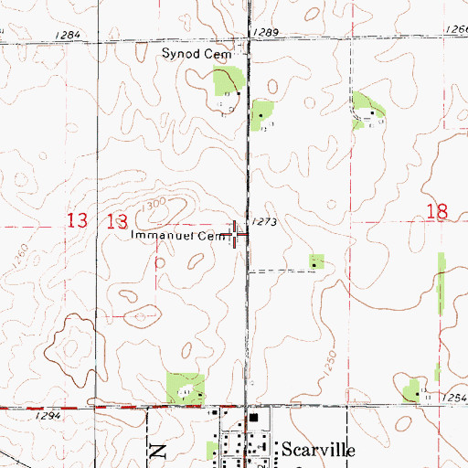 Topographic Map of Immanuel Cemetery, IA