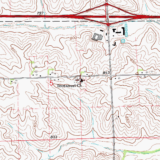 Topographic Map of Immanuel Church, IA