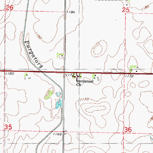 Topographic Map of Immanuel Church, IA