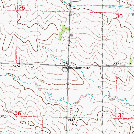 Topographic Map of Immanuel Church, IA