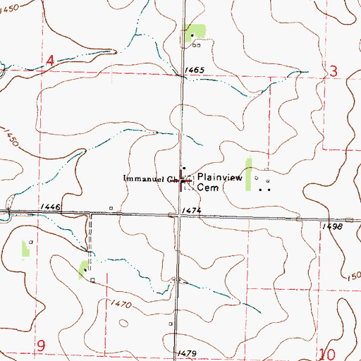 Topographic Map of Immanuel Church, IA
