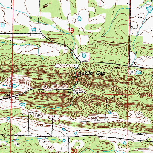 Topographic Map of Acklin Gap, AR