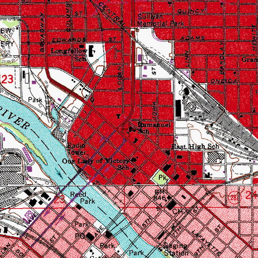 Topographic Map of Immanuel Lutheran School, IA