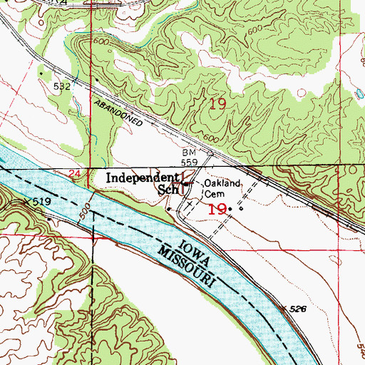 Topographic Map of Independent School, IA