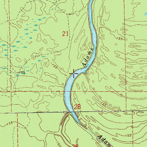 Topographic Map of Adams Bayou, AR