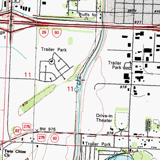 Topographic Map of Indian Creek Ditch, IA