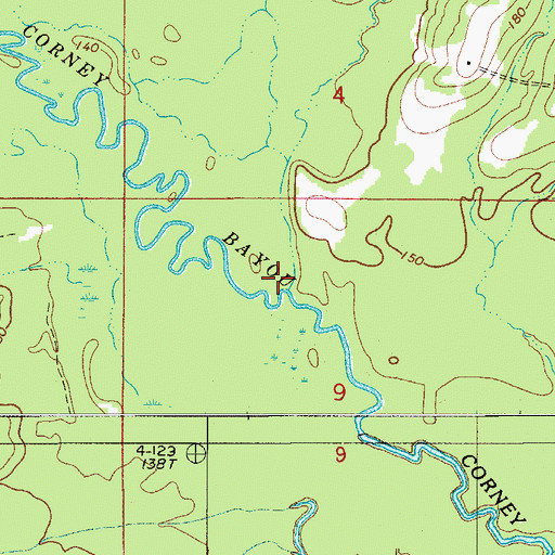 Topographic Map of Adams Branch, AR