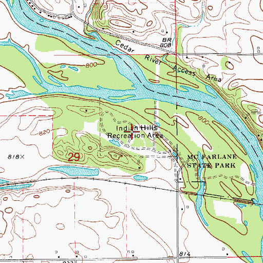 Topographic Map of Indian Hills Recreation Area, IA