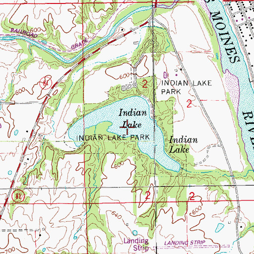 Topographic Map of Indian Lake, IA