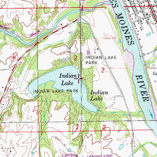 Topographic Map of Indian Lake Park, IA