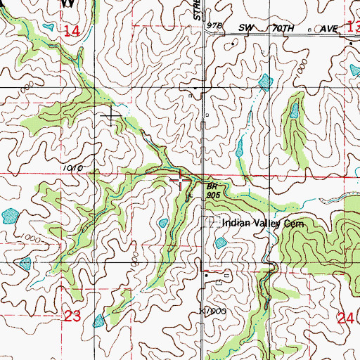 Topographic Map of Indian Valley School, IA