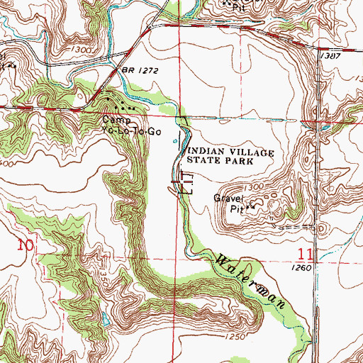 Topographic Map of Indian Village State Park, IA