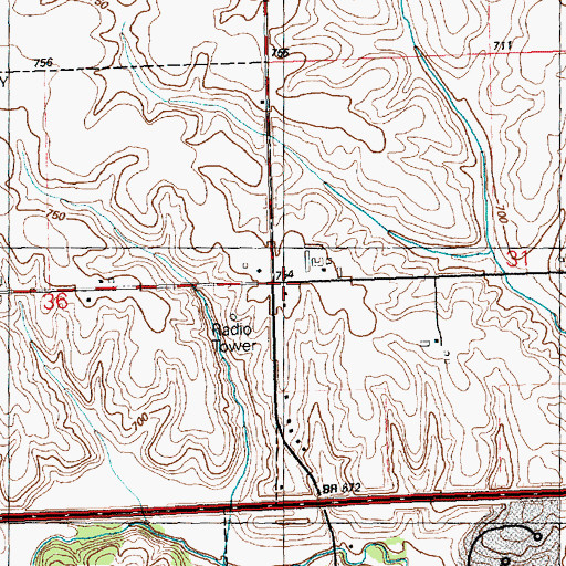 Topographic Map of Indiana School, IA