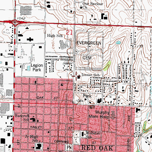 Topographic Map of Inman Primary School, IA
