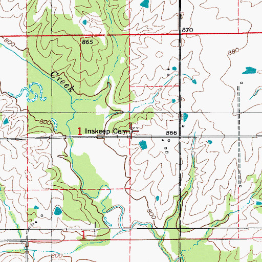 Topographic Map of Inskeep Cemetery, IA