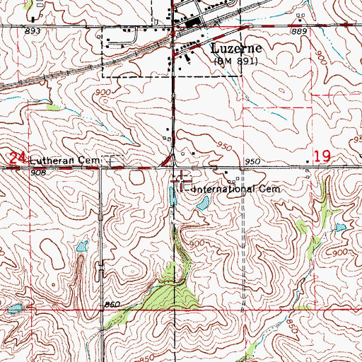 Topographic Map of International Cemetery, IA