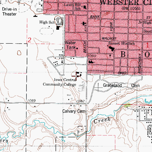 Topographic Map of Iowa Central Community College - Webster City Campus, IA