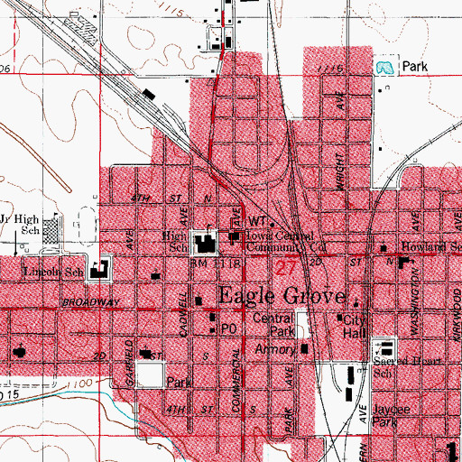 Topographic Map of Iowa Central Community College, IA