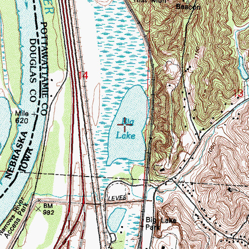 Topographic Map of Big Lake, IA
