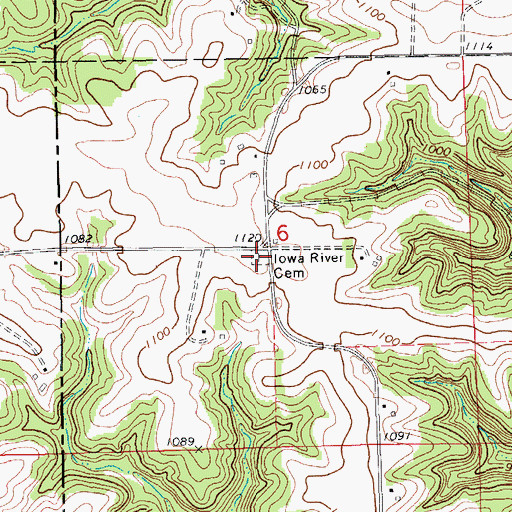 Topographic Map of Iowa River Cemetery, IA
