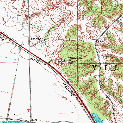 Topographic Map of Iowaville Cemetery, IA