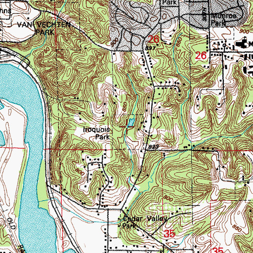 Topographic Map of Iroquois Park, IA