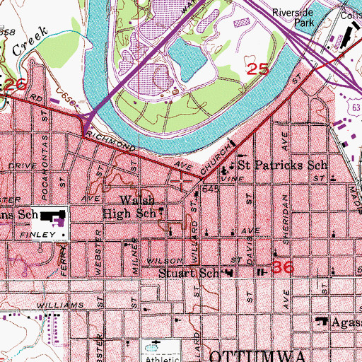 Topographic Map of Irving School, IA