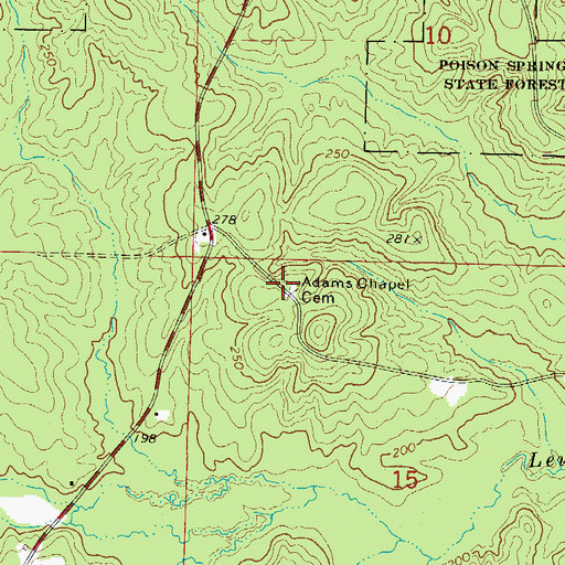 Topographic Map of Adams Chapel Cemetery, AR