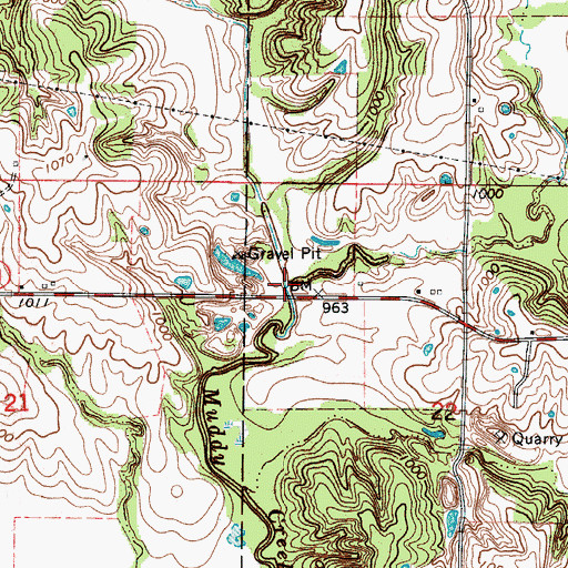 Topographic Map of Irwin Creek, MO