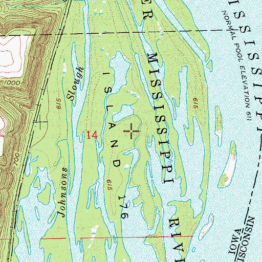 Topographic Map of Island 176, IA