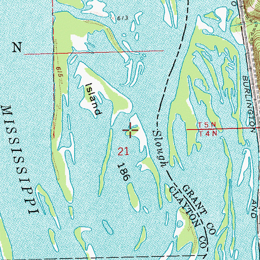 Topographic Map of Island 186, IA