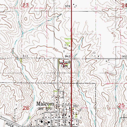 Topographic Map of Ivy Hill Cemetery, IA