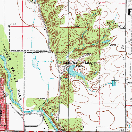 Topographic Map of Izaak Walton League Park, IA