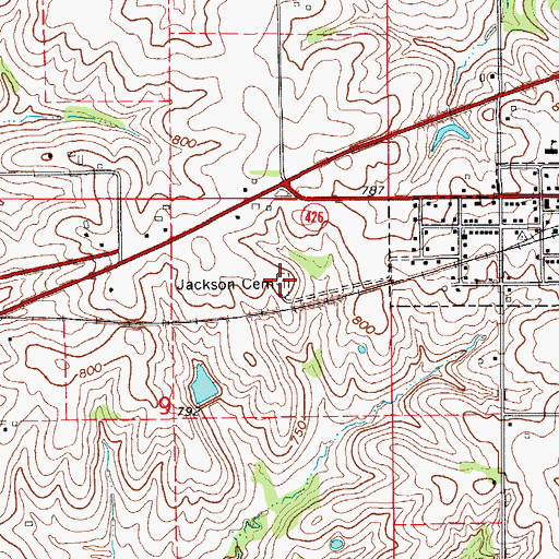 Topographic Map of Jackson Cemetery, IA