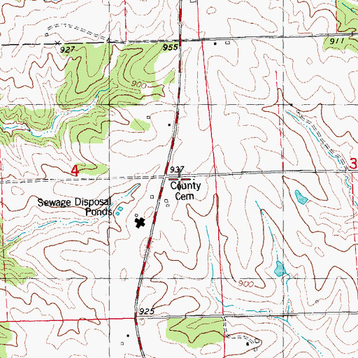 Topographic Map of Jackson County Cemetery, IA