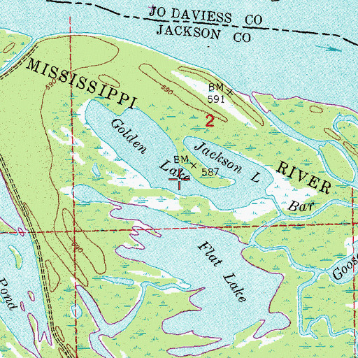 Topographic Map of Jackson Lake, IA