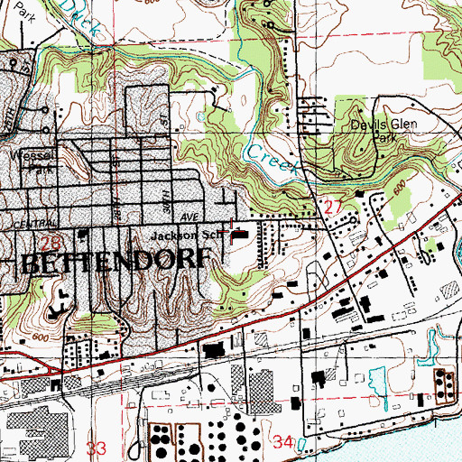 Topographic Map of Jackson School, IA