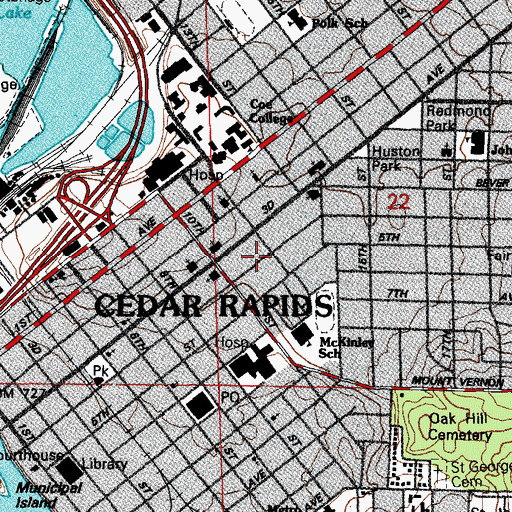 Topographic Map of Jackson School, IA