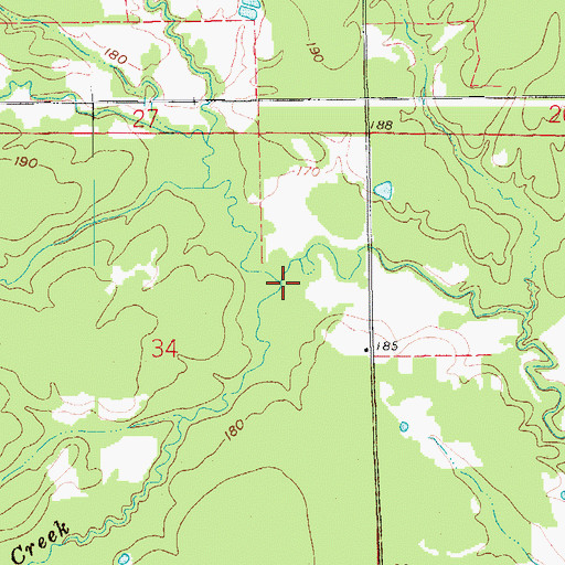Topographic Map of Adcock Creek, AR