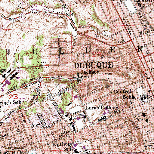 Topographic Map of Jackson School, IA