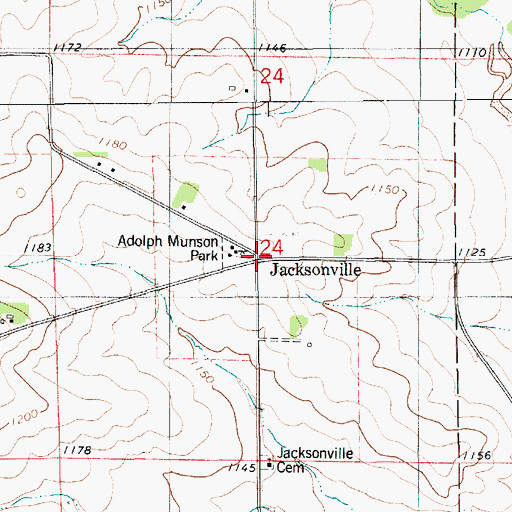 Topographic Map of Jacksonville, IA