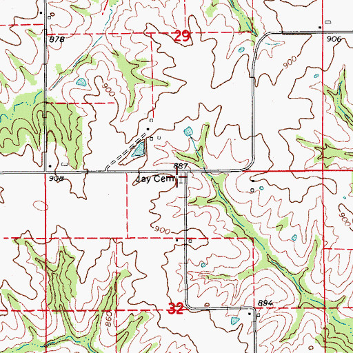 Topographic Map of Jay Cemetery, IA