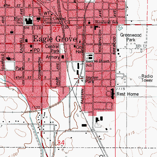 Topographic Map of Jaycee Park, IA