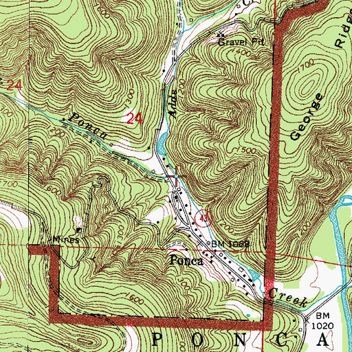 Topographic Map of Adds Creek, AR