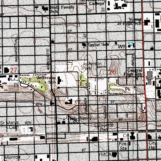 Topographic Map of Jefferson Park, IA