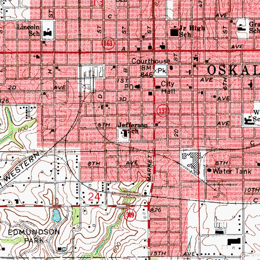 Topographic Map of Jefferson School, IA