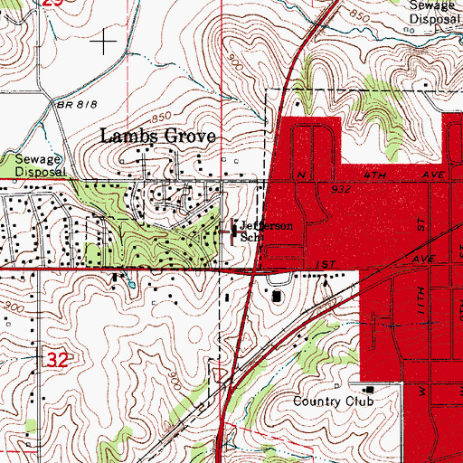 Topographic Map of Thomas Jefferson Elementary School, IA