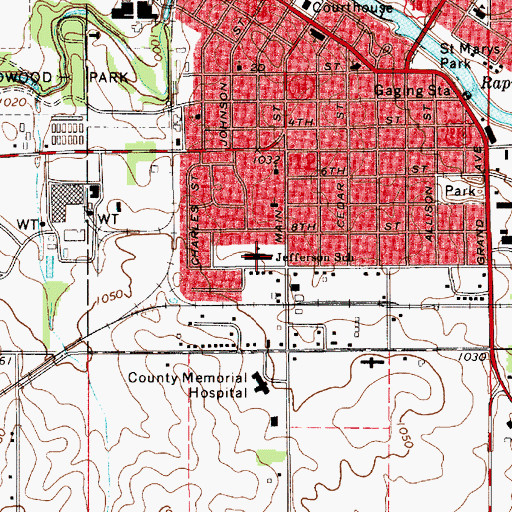 Topographic Map of Jefferson School, IA