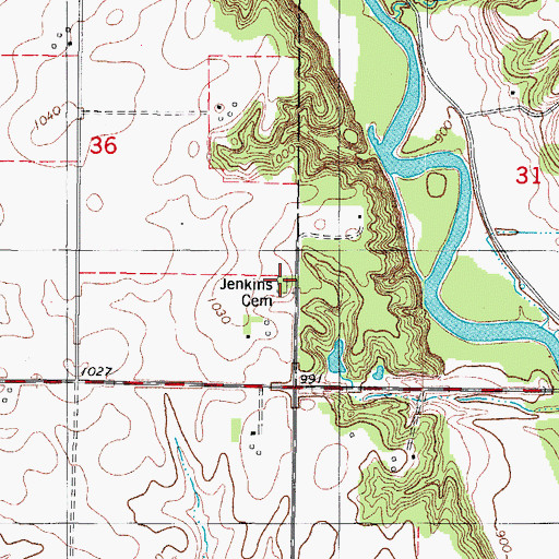 Topographic Map of Jenkins Cemetery, IA